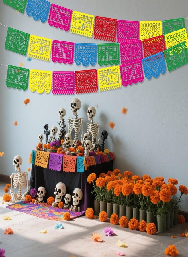 OHOME ديكورات OHOME Dia De Los Muertos - تيارات لافتة Papel Picado | يوم الموتى كاترينا أوفريندا خلفية العلم الفقرة فييستا لوازم زينة الحفلات للمذبح المكسيكي دي مورتوس داخلي وخارجي - Image 5
